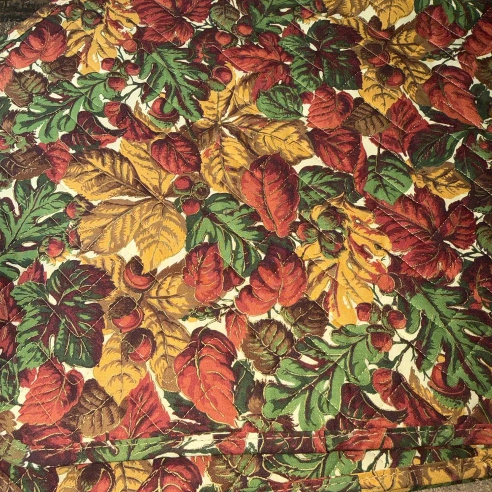 VTG Louisville Saydah Fall Leaves Quilted Placemats Set 4 Cotton Autumn NWT